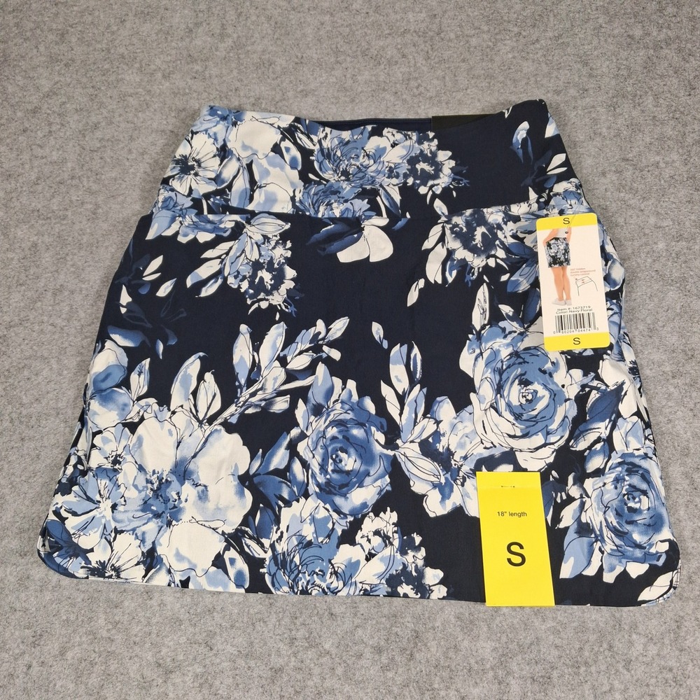 S.C. & CO. Skort Womens Size S Navy Floral 360 Tummy Control 18 Inch Length